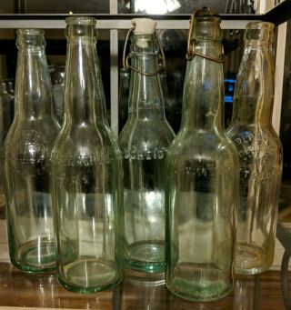 5 Vintage Beer Bottles Sunbury Glass - Nachod Scheidt Fuhrmann & Schmidt
