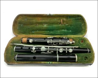 Estate Vintage V.  Kohlert Sons Graslitz Wooden / Wood Flute With Case