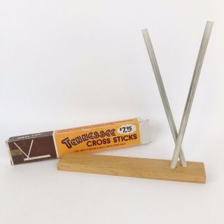 Vintage Tennessee Cross Sticks Knife Sharpening Honing Stones Ceramic Wood Base