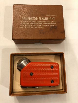 Extremely Rare Vintage Generator Flashlight 1537 Made In Germany