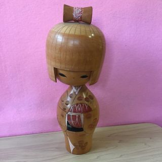 Japanese Vintage Kokeshi Signed Doll Wooden 8.  66 Inches 22 Cm With Tracking
