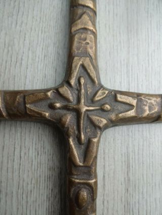 Rare Vintage German Bronze Crucifix Cross Lutheran Art Work