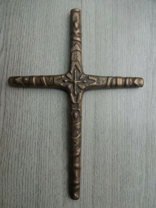 RARE vintage German bronze crucifix cross LUTHERAN ART WORK 2
