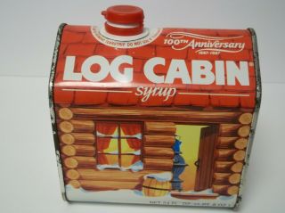Vintage Log Cabin Syrup Tin 100th Anniversary 1987