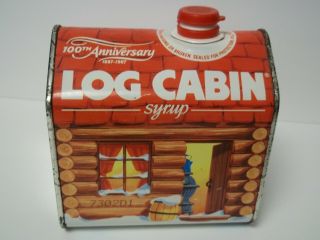Vintage Log cabin syrup tin 100th anniversary 1987 3
