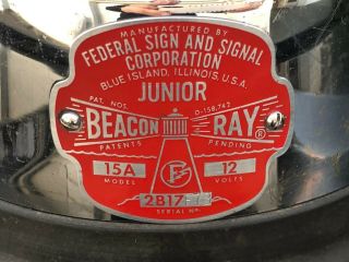 VINTAGE FEDERAL SIGN & SIGNAL JUNIOR BEACON RAY,  Model 15 - A Red Glass 3