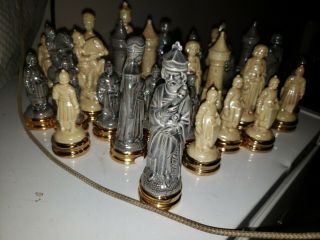 32 Piece Vintage Glazed Ceramic Chess Set