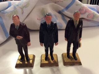 3 Vintage 1960s Marx Presidents 2.  5 " Figures Wilson/harding/coolidge