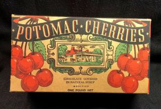 1930’s E.  J.  Brach & Sons Vintage Empty Box Chocolate Covered Potomac Cherries