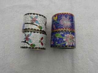 Vintage Chinese Hand Made Cloisonne Enamel Napkin Rings X 4 Flower Design