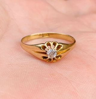 A Gents Quality Vintage 18ct Gold & Diamond 1/4 Carat Solitaire Ring,  C1900
