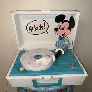 Vintage Walt Disney Mickey Mouse Portable Ge Record Player 3144
