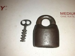 Rare Antique Morocco?? Vintage Padlock With Key Cast Iron Lock