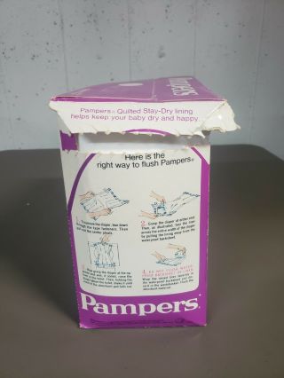 RARE 1970s Vintage Pampers Diapers Opened Box 10 Toddler Diapers XL Baby Purple 3