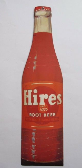 Vintage Hires Root Beer Bottle Paper Advertising Sign Soda 23.  5 "