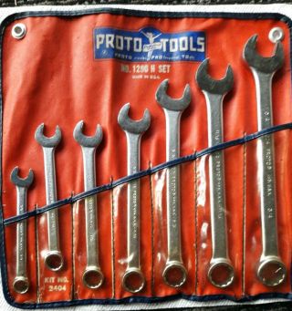 Vintage Proto Tools Combination Wrench Set 7 Piece Set.  Kit No.  2404