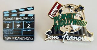 2x Planet Hollywood San Francisco Pinback Pins - Vgc