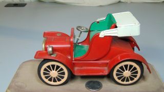 Vintage 1950s Tin Litho Friction Ford Model T Car Red & White