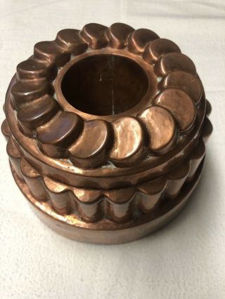 Antique/vintage Copper Hammered Pudding Jelly Mold Tumbling Pennies Tin No Marks
