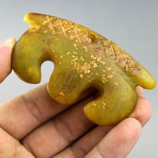 3.  2  China Old Jade Chinese Hand - Carved Pen Rack Jade Pendant 0016