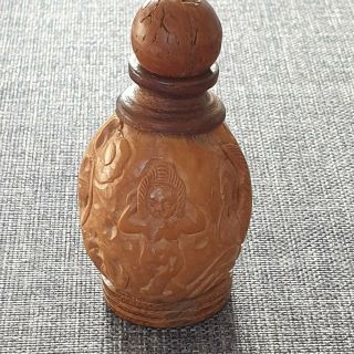 Antique Vintage Chinese Hand Carved Walnut Nut Snuff Bottle