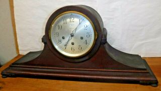 Antique Ansonia 8 Day B22 Westminster Chime Tambour Mantel Clock Complete W/ Key