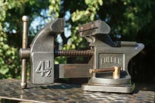 Vintage Fuller 4 1/2 " Swivel Anvil Bench Vise With Pipe Grips Made In Japan