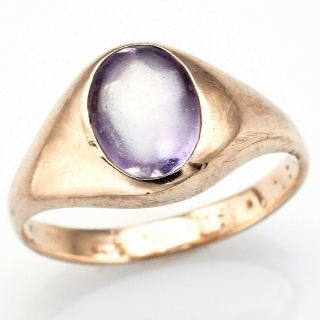 Vintage 10k Yellow Gold Amethyst Oval Band Ring Size 4.  75