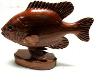 Awesome Jay Mcevers Walnut Sunfish On Stand Folk Art Fish Spearing Decoy Carver