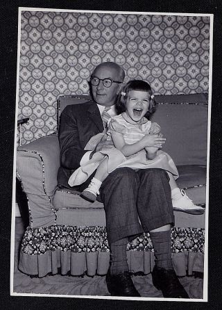 Antique Vintage Photograph Little Girl Sitting On Grandpa 