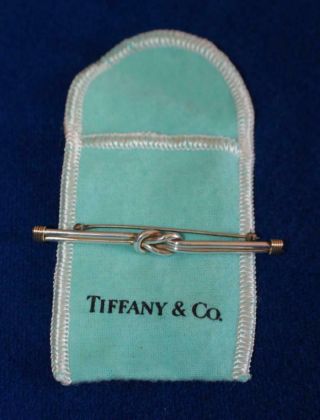 Vintage Tiffany & Co.  Sterling Silver 14k Gold Hoop Knot Pin Brooch - 6.  1gr