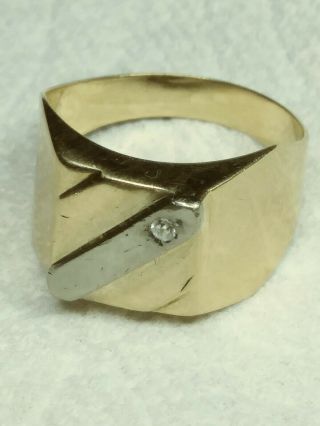 14k Gold Mens Ring Size 11.  5,  Russian Gold 7.  1 Grams Antique Vintage Not Scrap
