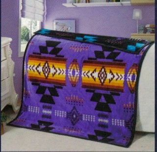 Baby Size Purple Blanket Reversible Southwest Native American Indian Print