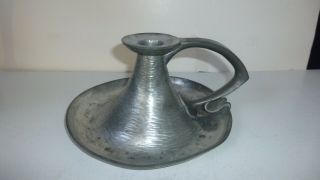 Real Antique Liberty & Co English Pewter 0810 - 0 Large Candle Holder With Handle