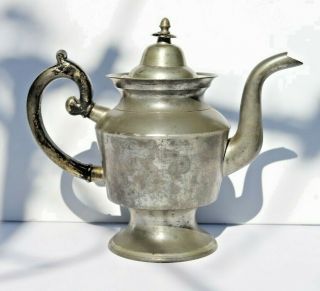 Antique Pewter Teapot G.  Richardson,  Glennore,  Cranston Ri 1800 
