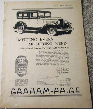 1929 Graham - Paige 4 Dr Sedan Car Ad