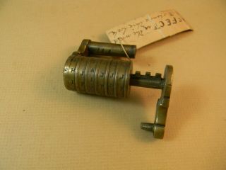 Antique 19th C All Brass 6 Barrel Cylinder Padlock With Combo