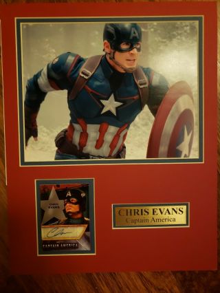 Chris Evans Captain America Autograph Relic Panini Custom Card 8x10 Photo Matted