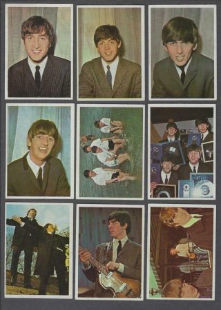 1964 O - Pee - Chee Beatles Color Trading Cards Near Set Of 62/63