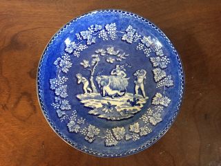 Antique Early 19th c.  Staffordshire Pearlware Pottery Plate Bowl Blue & White 2