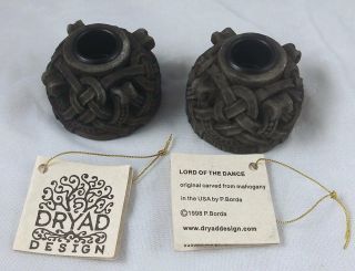 Dryad Design Celtic Knotwork Candle Holders Pair