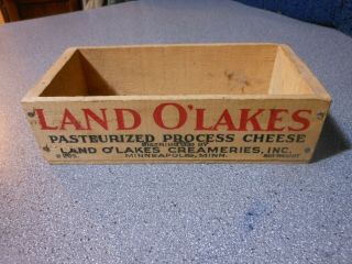 Vintage Land O Lakes Pasteurized American Cheese Wooden Wood Box 2 Lbs Gbo