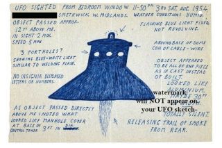 1954 UFO Flying Saucer Sketch PHOTO Drawing England Sighting Aliens Visit UK 2