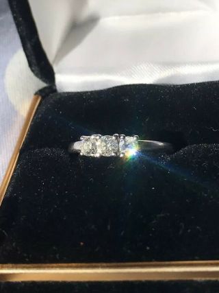 Vintage 14k White Gold Diamond Engagement Ring Very Sparkly