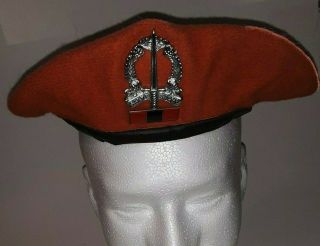 Vintage - South African Military Police Beret W/ Badge And Balkie - Border War