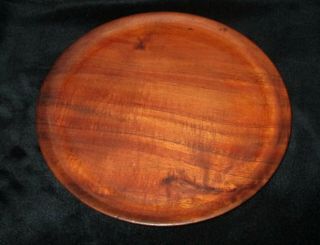 Hawaii Signed Vintage Hawaiian Koa Wood Tray Platter 12 " Diameter X 3/4 " Tall