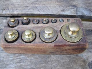 Antique Set Of Brass Scale Weights - Metric B9564