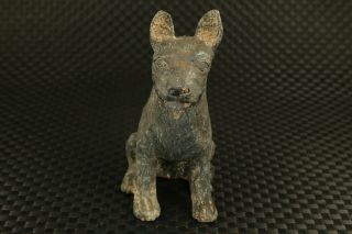 Big old bronze hand casting seat dog figure statue collectable noble ornament 2