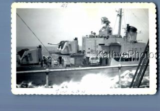 Black & White Photo B,  3342 View Of Sailors On Military Ship
