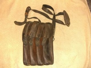 Vintage Ww2 Ammo Pouch For Mp40 With Shoulder Sling Wwii Field Gear
